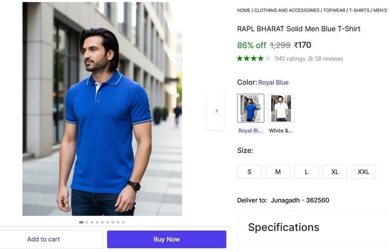 🔥  Men's T-Shirt @ ₹170