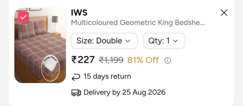 Double Bedsheet With 2 Pillow Covers