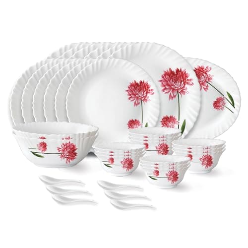 Larah by Borosil Belle Fluted Series Opalware Dinner Set | 3...
