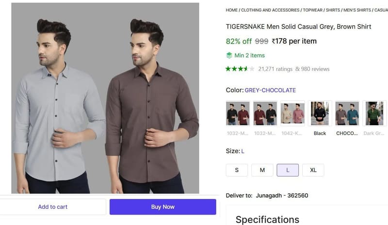 🔥  Men's Shirt @ ₹178