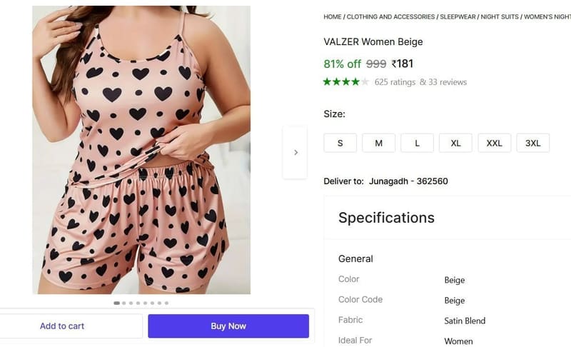 🔥  Night Dress Set @ ₹181