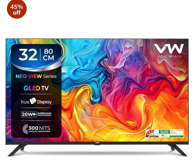 VW (32 inches) Frameless Series HD Ready QLED TV @ 8,299.