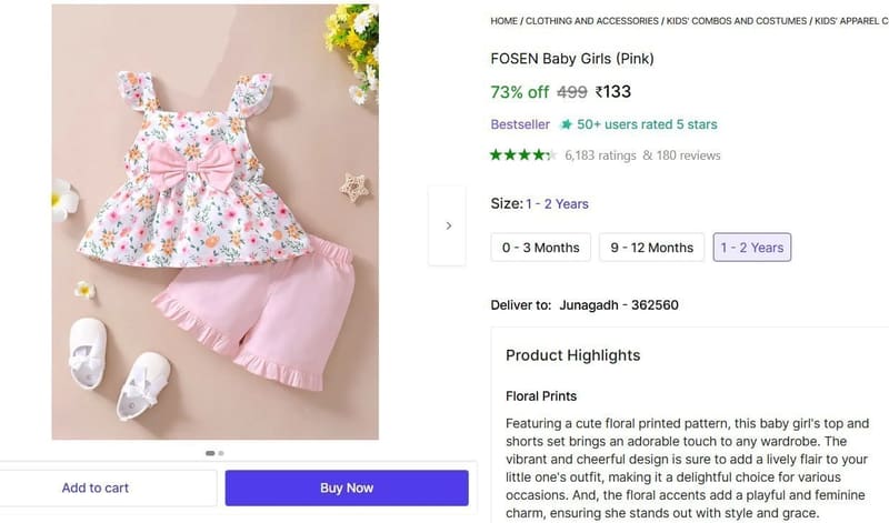 🔥  Baby Girl Dress @ ₹133