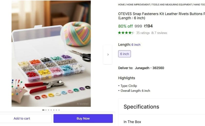 🔥  Snap Fasteners Kit @ ₹194