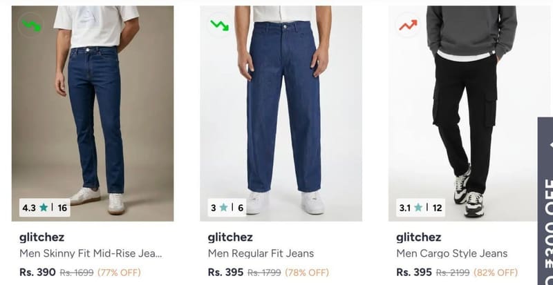 Myntra LOOT : Glitchez Jeans Starting from Rs.390