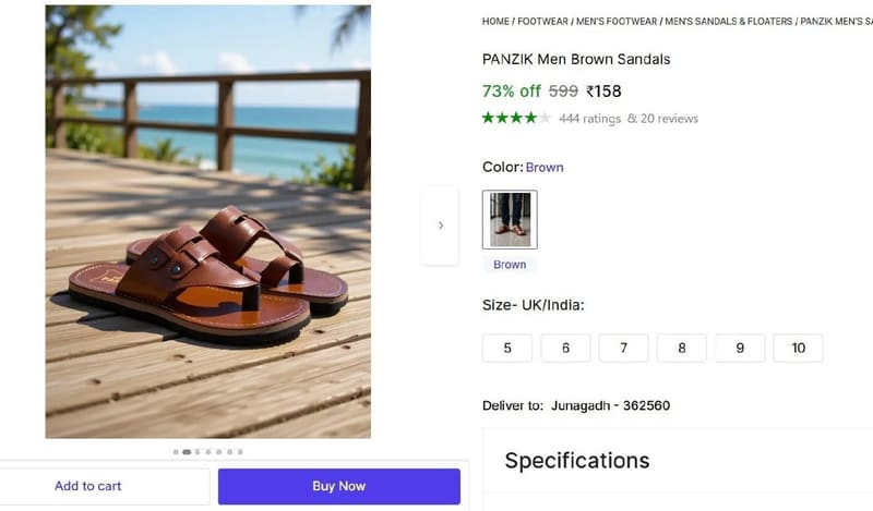 🔥  Men's Brown Sandals @ ₹158