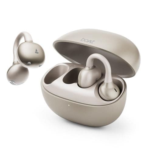 🛍️ boAt 2026 Launch Airdopes ProClip,Air Conduction Tech,Feather-Light Earbuds,Clip-On Design,All Day Wear Comfort,52H Battery,12mm Dynamic Drivers,App Support,BT v6.0,OWS Earbuds with mic(Satin White)
