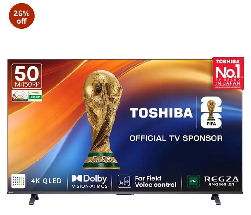Amazon | Toshiba 126 cm (50 Inches) 4K Ultra HD Smart QLED TV at ₹36990