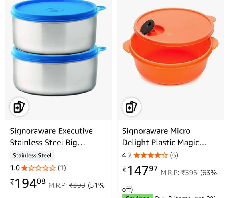 Upto 65% Off On Signoraware Products.