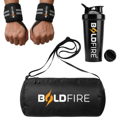 🛍️ Gym Essentials Combo | Gym Bag + 700ml Shaker Bottle + Weight Lifting Wrist Straps for Men & Women | Workout Kit for Gym, Fitness, Bodybuilding, Cross Training & Exercise