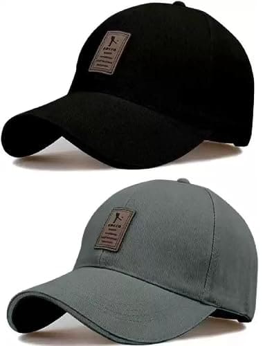 🛍️ SELLORIA Brand Soft Cotton Adjustable Unisex Cap for Men and Women Freesize Baseball Caps (Pack of 2) (Gray,Black)