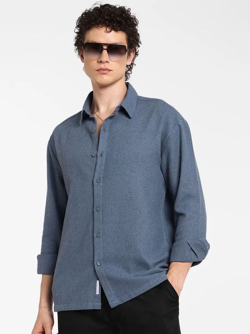 Textured regular fit shirt ✅₹455   l⭐3.8