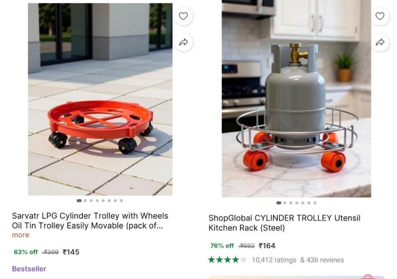 🔥 Cylinder Trolley With Wheels @ ₹145