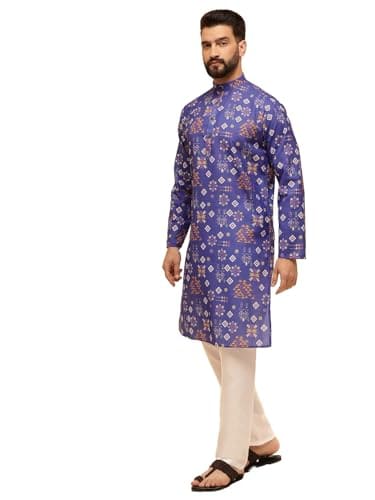 SOJANYA Men's Multicolor Green Artistic Geometric Print Ethn...
