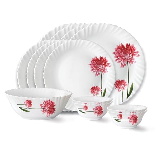 Larah by Borosil Belle Fluted Series Opalware Dinner Set | 1...