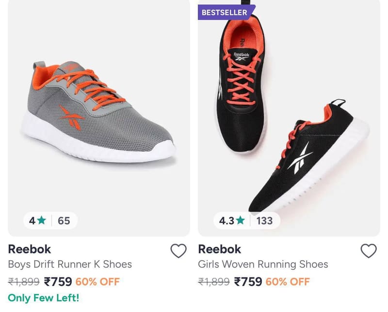 Myntra : Reebok Shoes Starts @759.