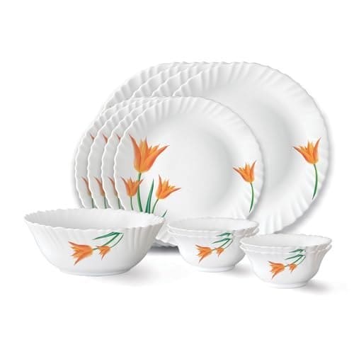 Larah by Borosil Firefly Fluted Series Opalware Dinner Set O...