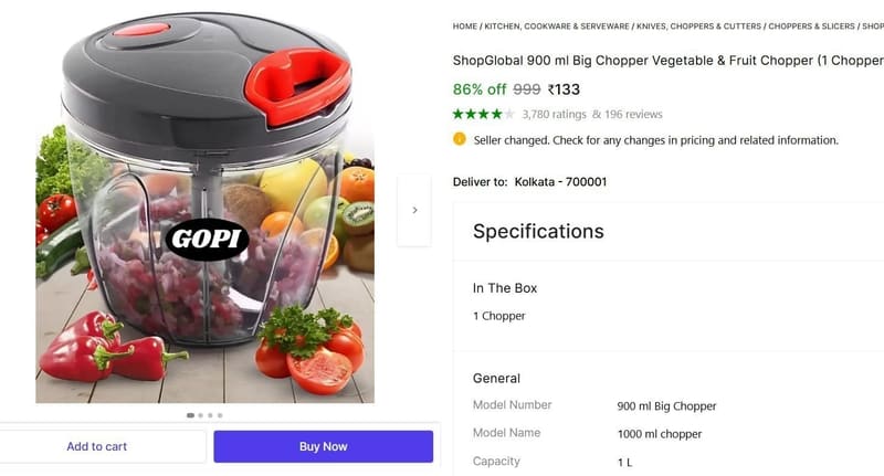 🔥  Vegetable & Fruit Chopper @ ₹133