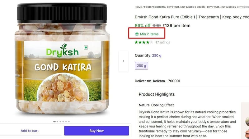 🔥  Gond Katira Pure (Edible) 225gm at ₹139