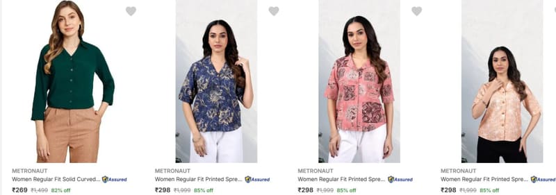 Flipkart | Min 70% Off Metronaut Women's Shirts Starting From Rs.269