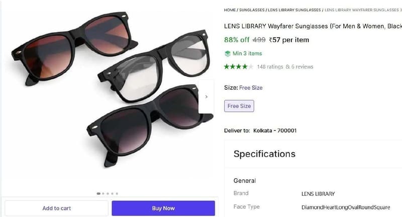 💥 Wayfarer Sunglasses @ ₹57