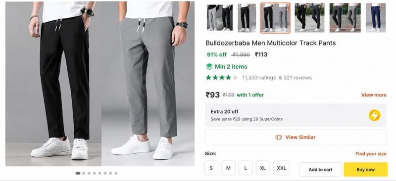 🔥 Track Pants @ ₹113 (Min.2)
