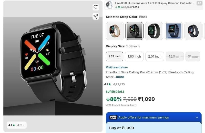 Fire-Boltt Calling Smartwatch @1099