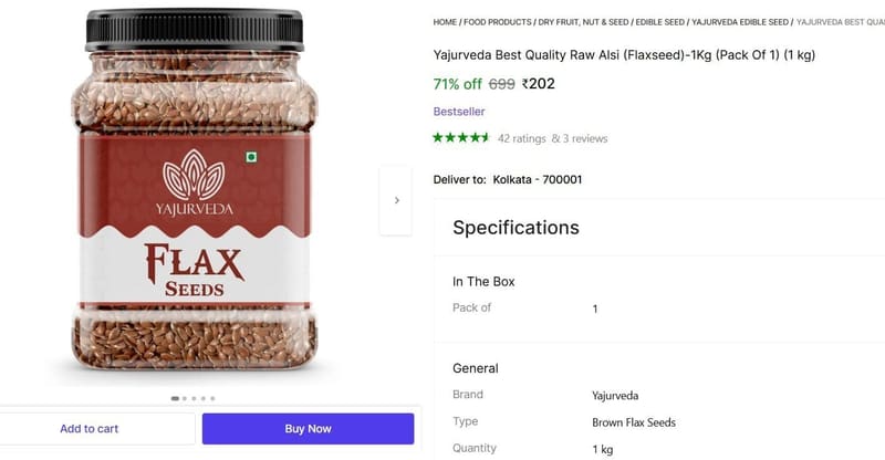 🔥  LOOT : 1Kg Flax Seeds at ₹202