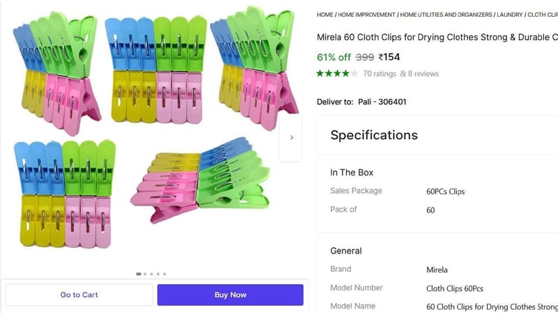 🔥  Pack of 60 Clips at ₹154