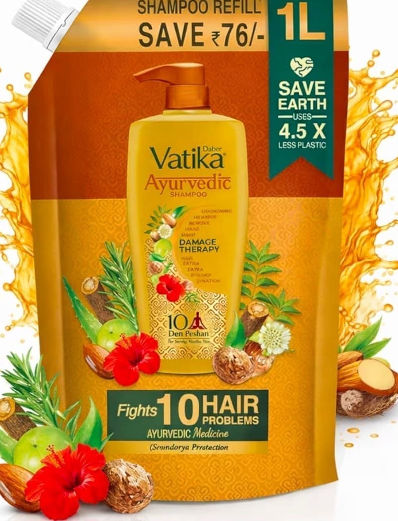 Dabur Vatika Ayurvedic Shampoo Refill Pouch - 1 L at Rs.255.