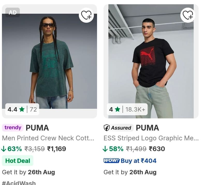 Flipkart GRAB: Puma Min 60% off: