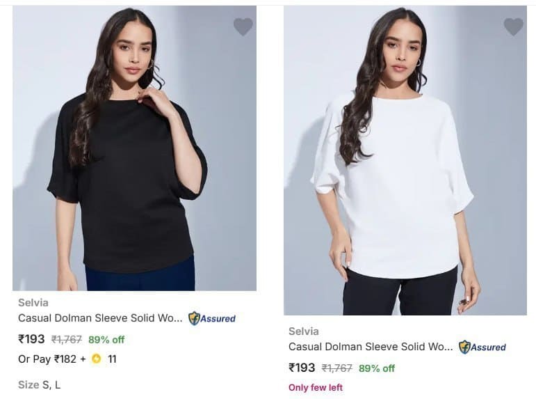Flipkart | Upto 89% Off - Women's Tops Starting From @Rs.193