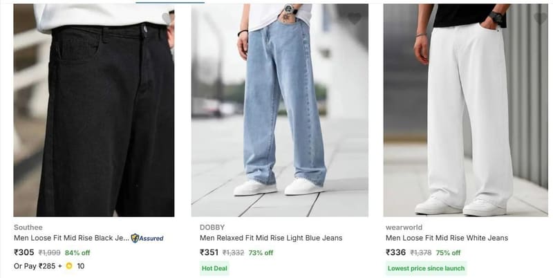 Flipkart | Upto 85% Off On Men's Baggy Jeans