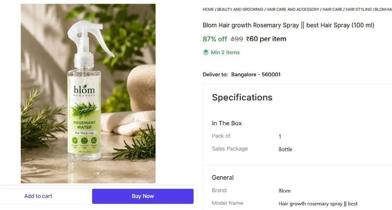 Shopsy | 🔥  Rosemary Spray (100 ml) @ ₹60