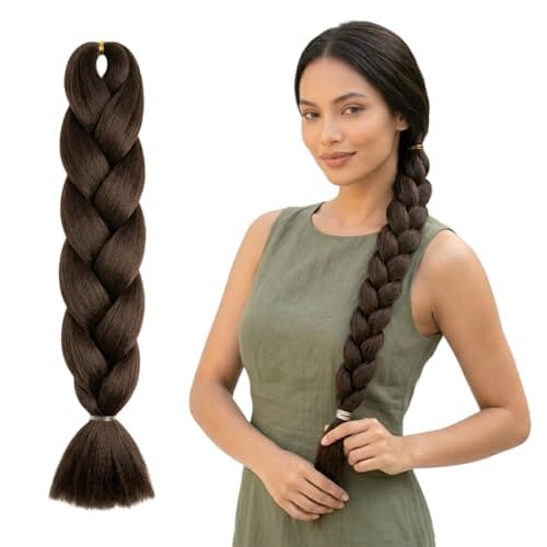 🛍️ Paradise 25 Inch Synthetic Hair Braid Extension for Women Dark Brown 110g Full Volume Heat Resistant Fiber (Up to 180°C) Long Braiding Hair for Daily, Party & Wedding Use