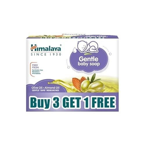 🛍️ Himalaya Gentle Baby Soap for Newborns | No Post Bath Dryness | B3G1 FREE - 125g | Gentle Cleansing With Phyto-Oil Complex of 100% Natural Oils of Almond & Olive| No. 1 Doctor Recommended Brand