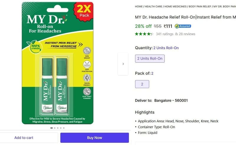 🔥  Headache Relief Roll-On @ ₹138