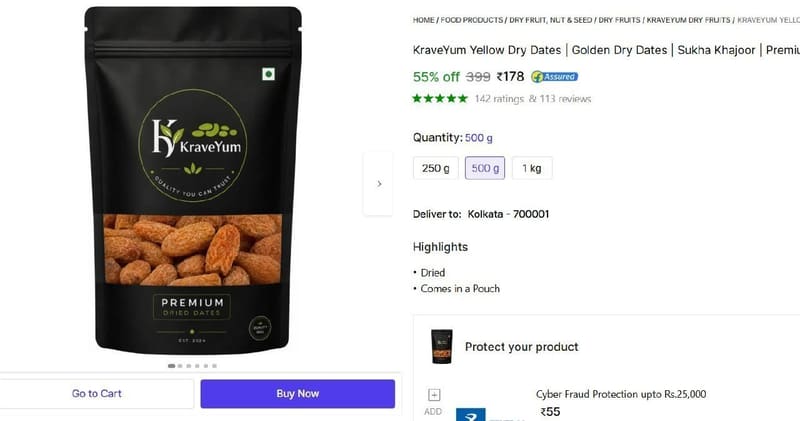 🔥  Yellow Dry Dates (500 g) @178.