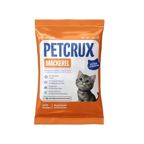 Petcrux Dry Kitten Cat Food, Mackerel Fish Flavor, with Omeg...