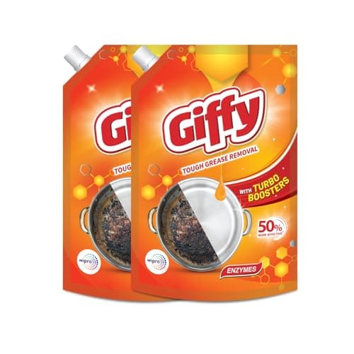Giffy Liquid Dishwash Gel 900ml (Pack of 2) | Enzymes | 50% ...