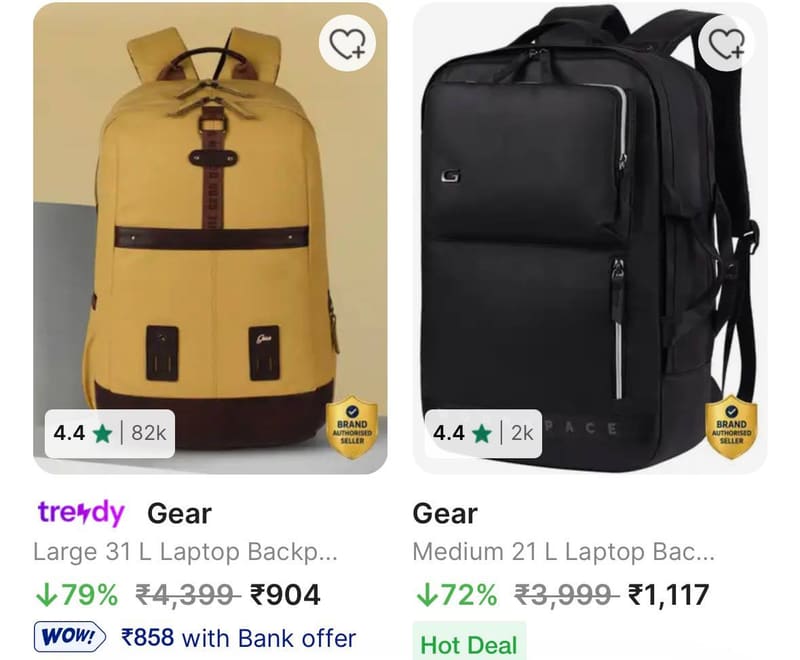 Upto 82% Off On Gear Bagpack.