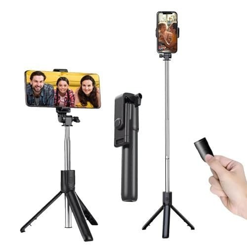 🛍️ Kratos Selfie Stick with Tripod Stand,Extendable Selfie Stick for Mobile Phone with Bluetooth Remote,3-in-1 Multifunctional Design for Redmi/Xiaomi/OnePlus/Samsung/Oppo/Vivo and All Phones