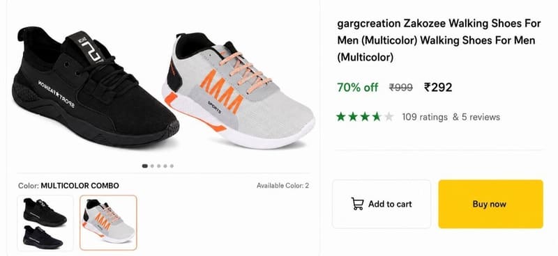 🔥 Pack of 2 Sneakers @ ₹292