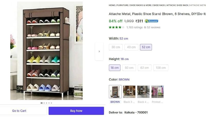 🔥  Plastic Shoe Stand (Brown, 6 Shelves) @ ₹311