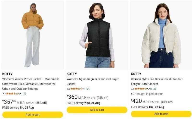 Upto 90% off on Winter Jackets
