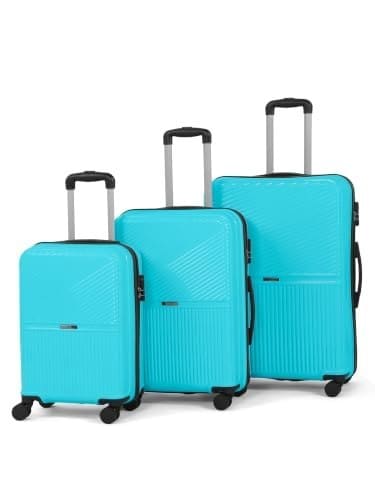 Teakwood Set of 3 8 Wheels Trolley Bag, Hard Cabin with Zipp...