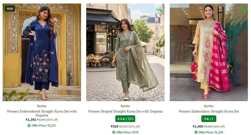 Ajio | NYRIKA Women's Trendy Fits, Timeless Charm | Flat 80% Off 🔥🔥