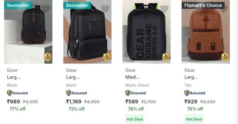 Upto 82% Off On Gear Bagpack.
