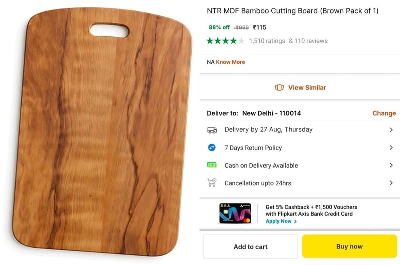 🔥  Wooden Chopping Board at ₹115