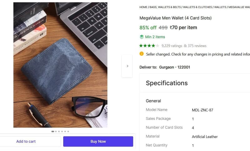 Shopsy | 🔥  Men Wallet (4 Card Slots) @ ₹70